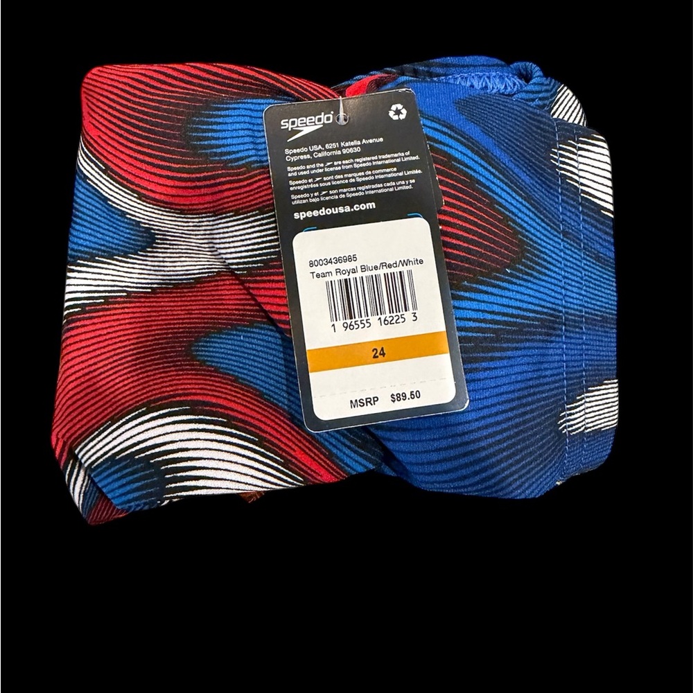 Speedo Competitive Swimwear in Blue, Red, and White Womens 24 (XX-Small)